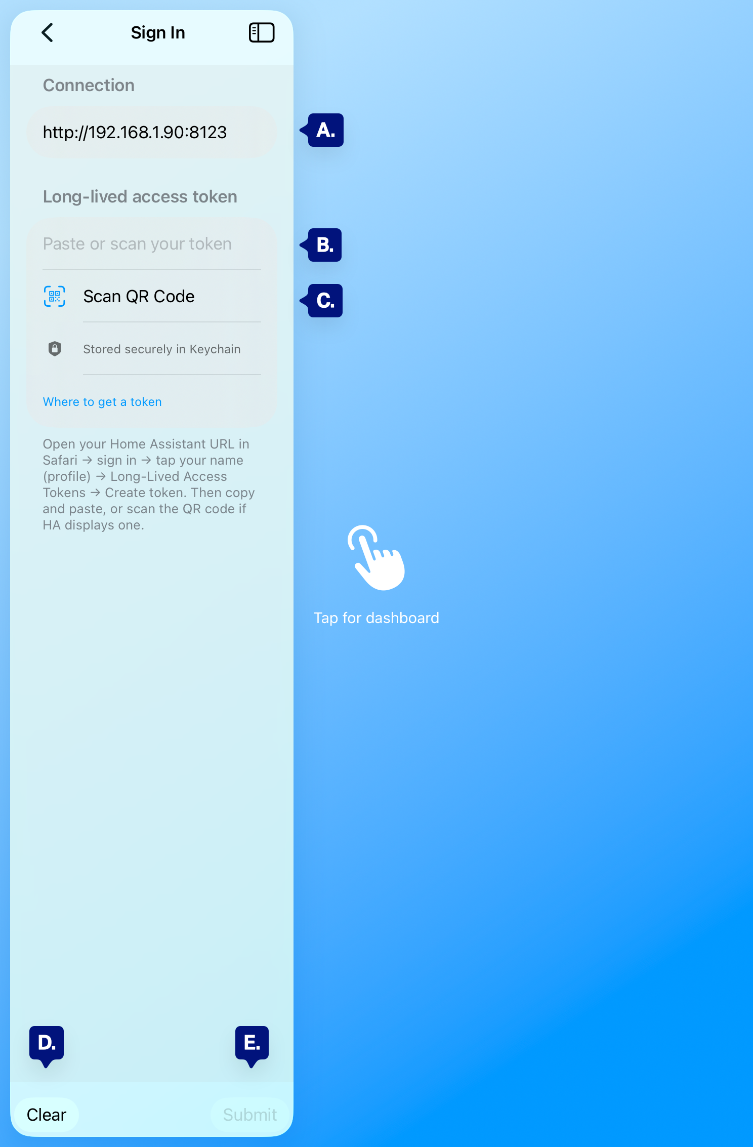 admin menu connection re-authenticate markup