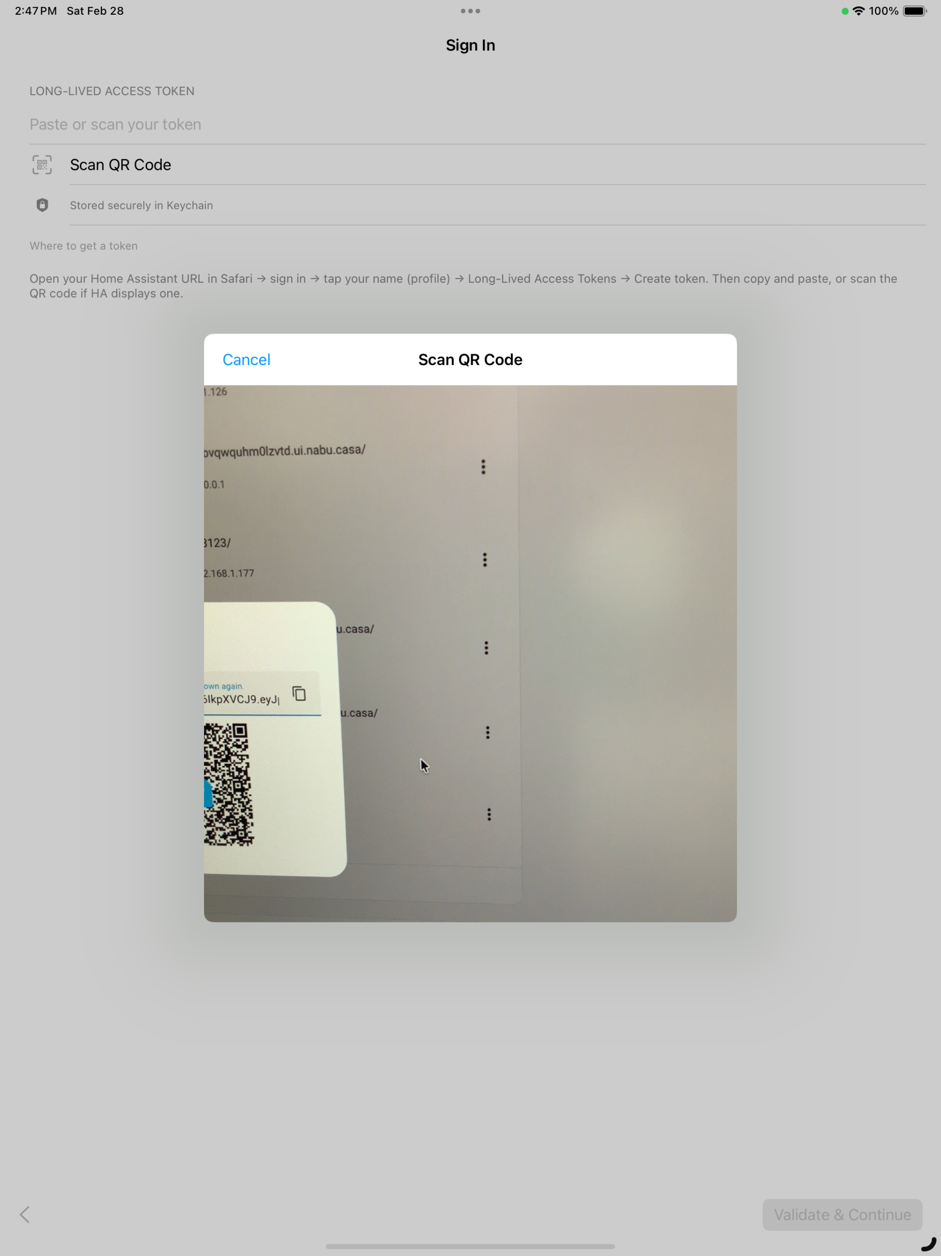 onboarding sign-in QR code scanner